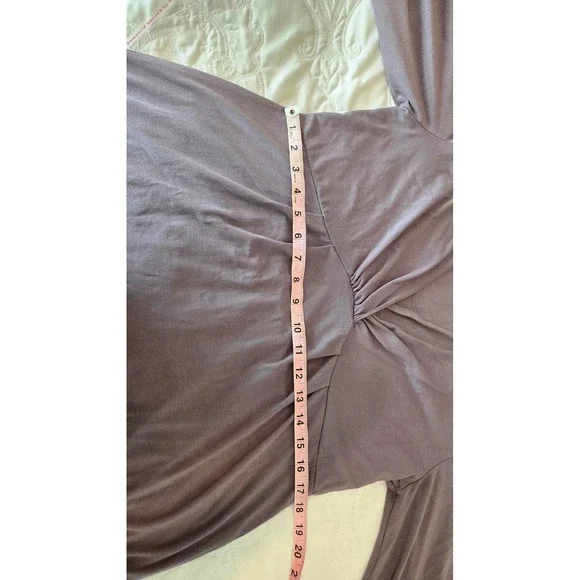 Garnet Hill Womens Mauve Purple V-Neck Twist Front Empire Waist Knit Dress Large - Picture 7 of 11